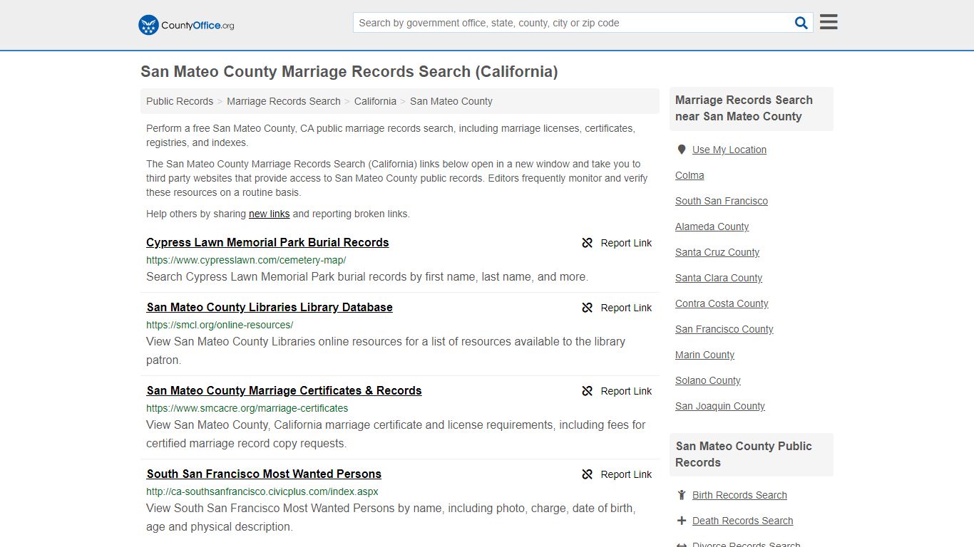 Marriage Records Search - San Mateo County, CA (Marriage ...