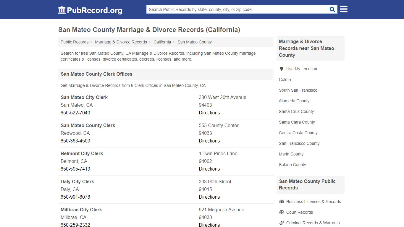 Free San Mateo County Marriage & Divorce Records ...